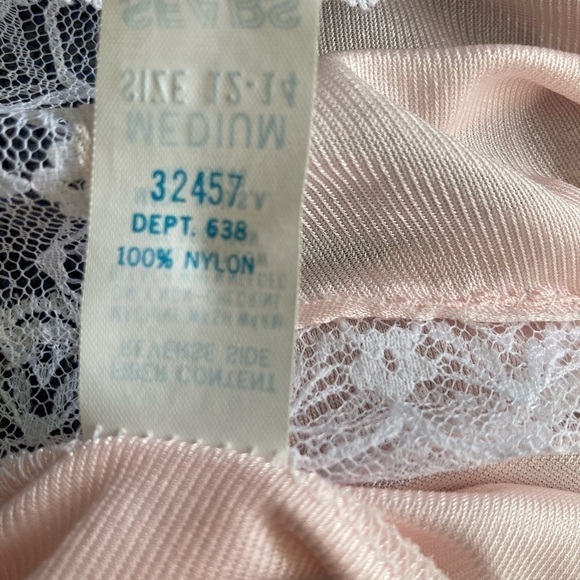 Vintage Pink Satiny Nightgown Slit down front by Aostrophe Size Medium SEARS - Picture 8 of 9